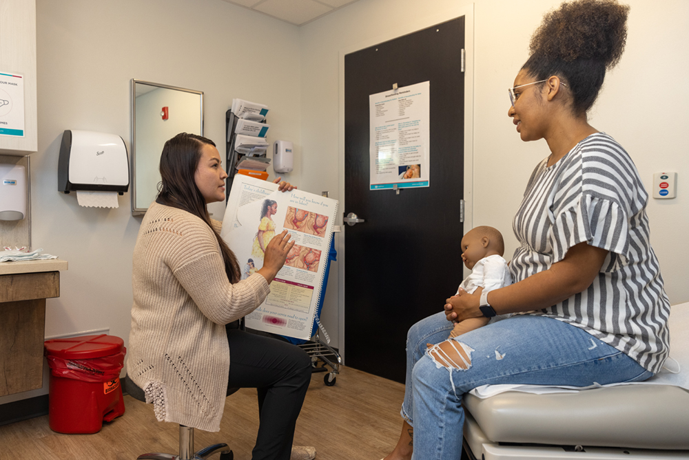 pregnant woman at doctor's office