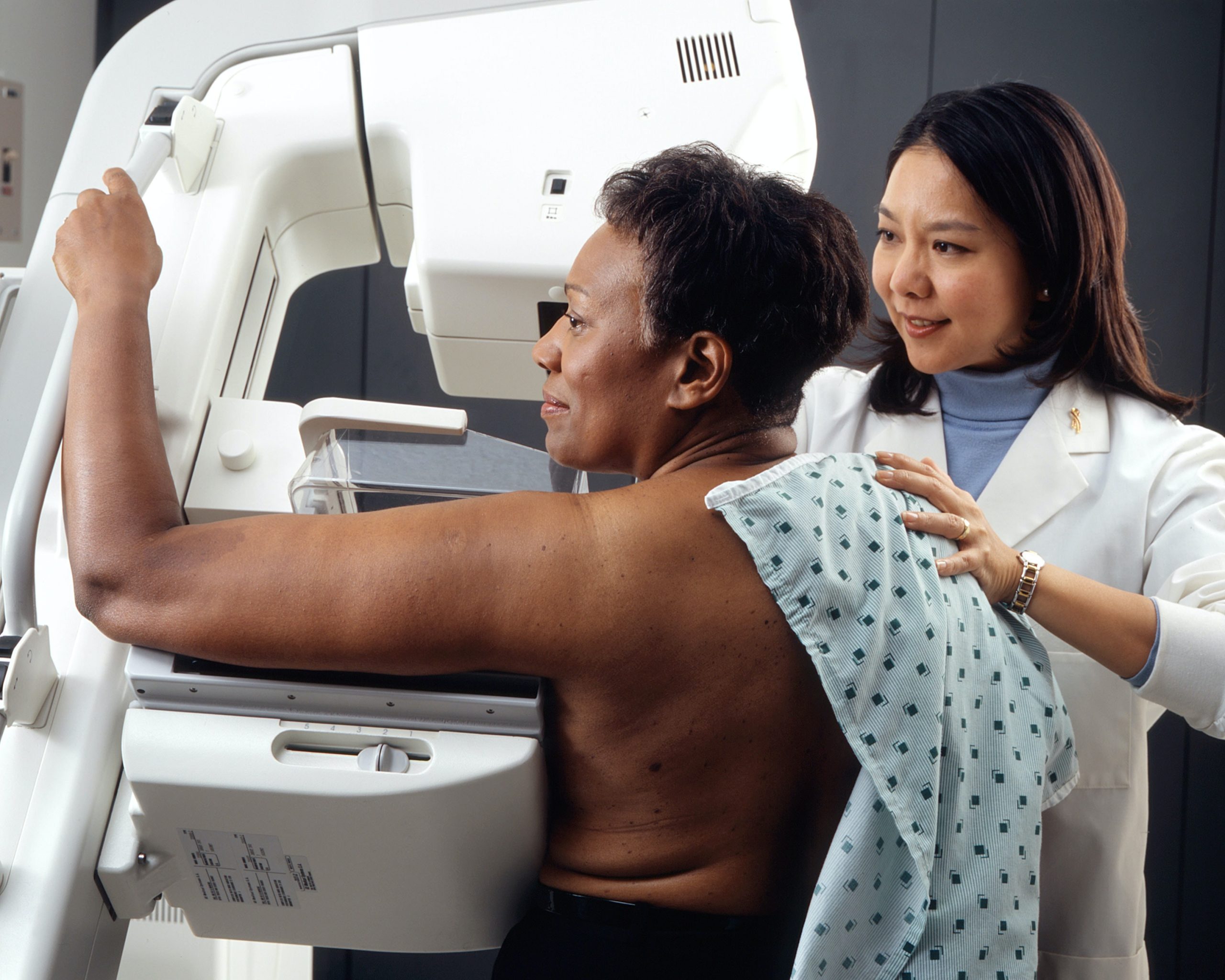 Woman having mammogram